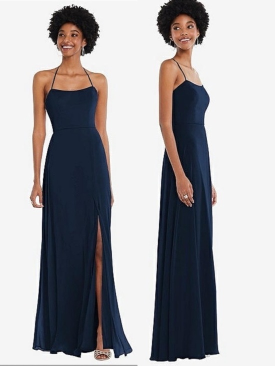 Nwt After Six Lux Chiffon Convertible Strap Maxi Dress Midnight Navy 1559 Size 2